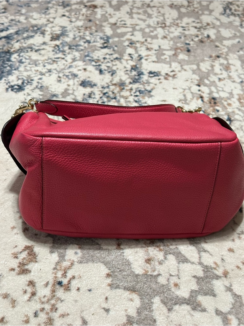 Pink Coach Pennie Pebbled Leather Shoulder Bag with Gold Hardware - Picture 5 of 7